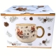 Duży PORCELANOWY Kubek baryłka 530 ml do KAWY HERBATY GRZAŃCA - Wiewiórki