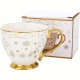 ŚWIĄTECZNY Porcelanowy Kubek Filiżanka do KAWY HERBATY 380 ml - BIAŁY ZŁOTY