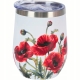 Stalowy Kubek termiczny 330 ml Termos na KAWĘ HERBATĘ - Flower POPPIES MAKI