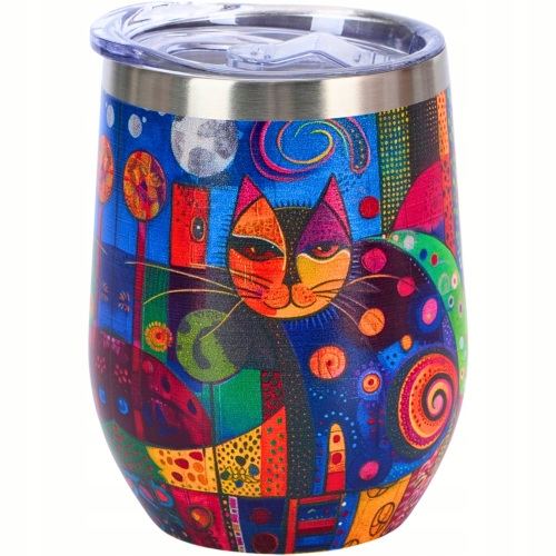 Stalowy Kubek termiczny 330 ml Termos na KAWĘ HERBATĘ - MODERN CAT