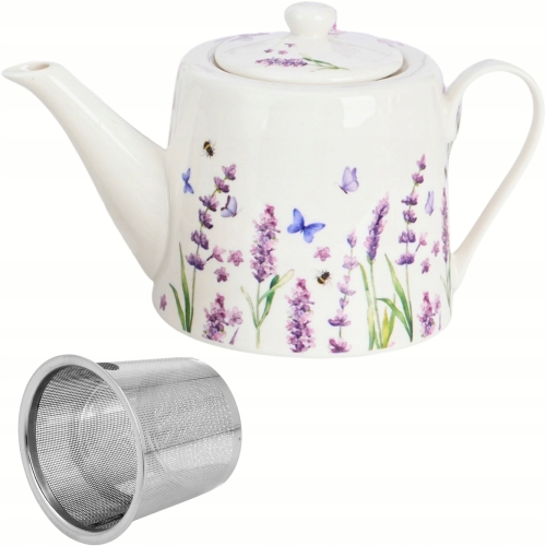 DWIE Porcelanowe Filiżanki 270 ml + Dzbanek 900 ml Flower Classic LAVENDER