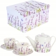 DWIE Porcelanowe Filiżanki 270 ml + Dzbanek 900 ml Flower Classic LAVENDER