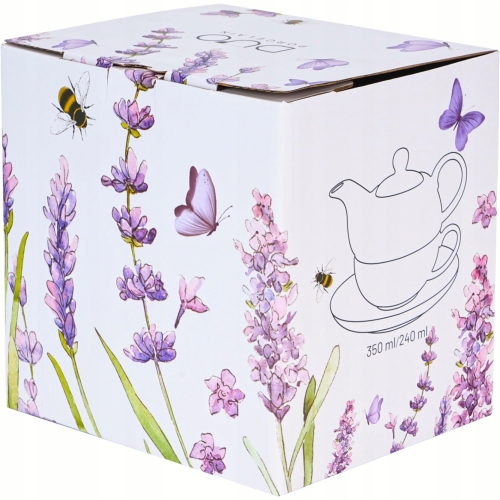 TEA FOR ONE Porcelanowy Dzbanek 350ml z filiżanką - Flower Classic LAVENDER