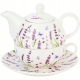 TEA FOR ONE Porcelanowy Dzbanek 350ml z filiżanką - Flower Classic LAVENDER