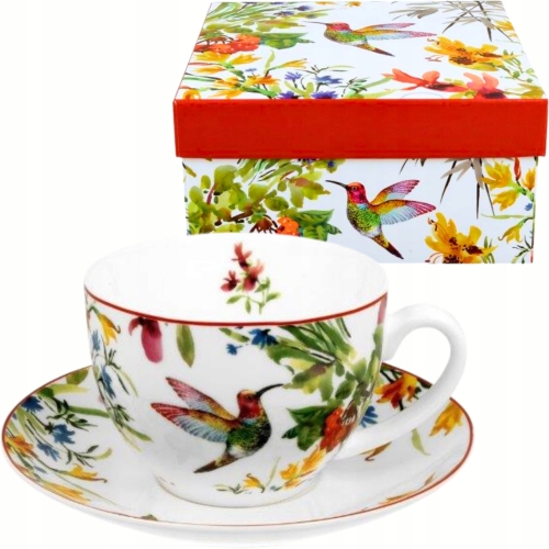 PORCELANOWA Filiżanka 250 ml ze spodkiem do KAWY HERBATY - LINNEA KOLIBER