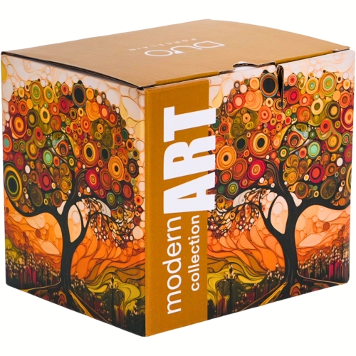 Kolorowy PORCELANOWY Kubek 450 ml do KAWY HERBATY KAKAO - MODERN TREE