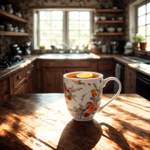 PORCELANOWY Kubek XXL 1000 ml do KAWY HERBATY na Święta - CHRISTMAS BIRDS