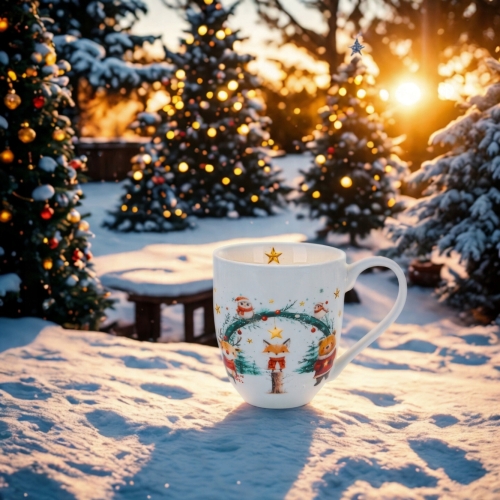 PORCELANOWY Kubek XXL 1000 ml do KAWY HERBATY na Święta - CHRISTMAS CUTIES