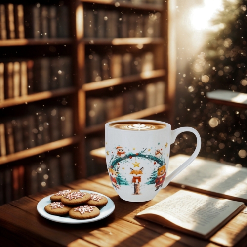 PORCELANOWY Kubek XXL 1000 ml do KAWY HERBATY na Święta - CHRISTMAS CUTIES