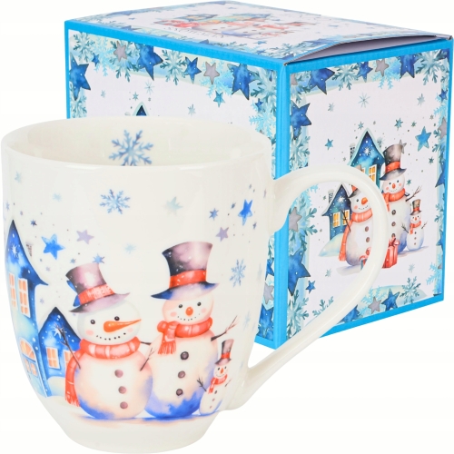 PORCELANOWY Kubek XXL 1000 ml do KAWY HERBATY na Święta - SNOWMAN BAŁWANEK