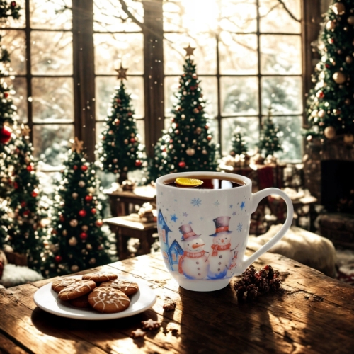 PORCELANOWY Kubek XXL 1000 ml do KAWY HERBATY na Święta - SNOWMAN BAŁWANEK