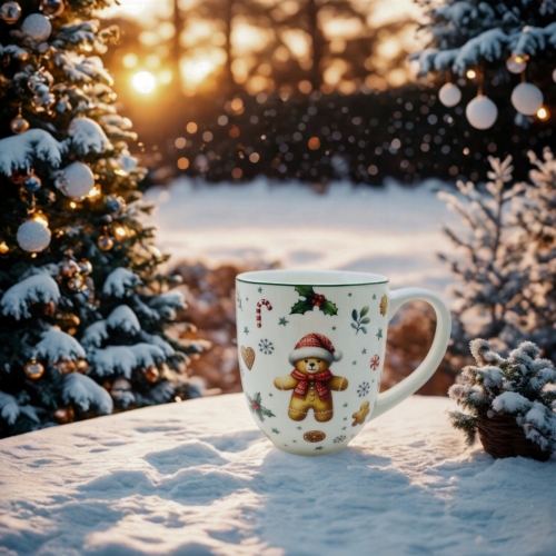 PORCELANOWY Kubek XXL 1000 ml do KAWY HERBATY na Święta - CHRISTMAS CUTIES