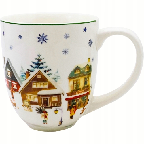 PORCELANOWY Kubek XXL 1000 ml do KAWY HERBATY na Święta - CHRISTMAS VILLAGE