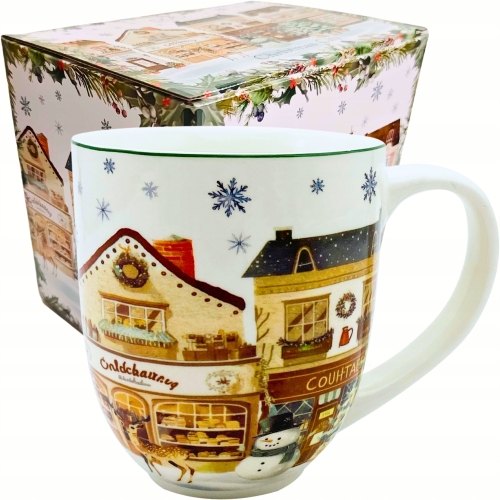 PORCELANOWY Kubek XXL 1000 ml do KAWY HERBATY na Święta - CHRISTMAS CITY