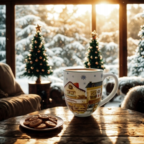 PORCELANOWY Kubek XXL 1000 ml do KAWY HERBATY na Święta - CHRISTMAS CITY