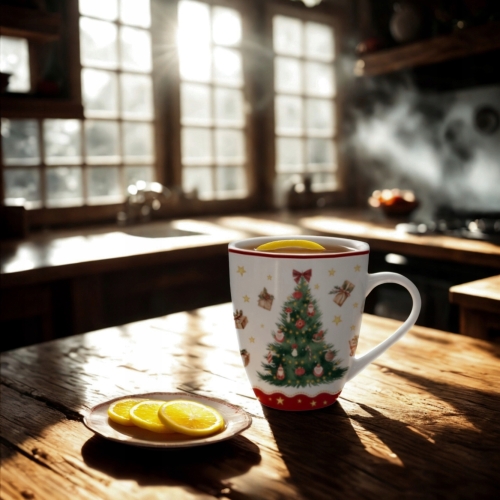 PORCELANOWY Kubek XXL 1000 ml do KAWY HERBATY na Święta - CHRISTMAS TREE