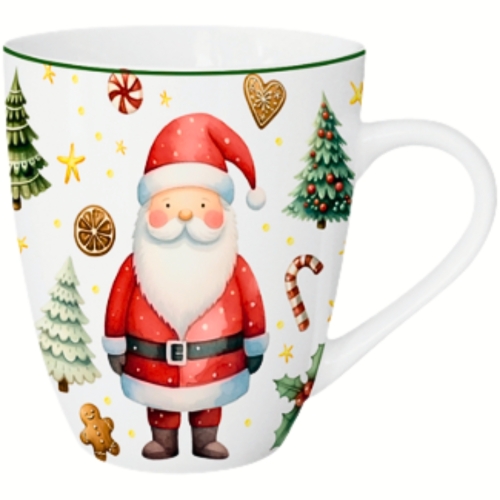 PORCELANOWY Kubek XXL 1000 ml do KAWY HERBATY na Święta SANTA CLAUS Mikołaj