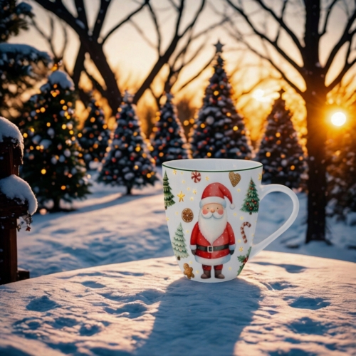 PORCELANOWY Kubek XXL 1000 ml do KAWY HERBATY na Święta SANTA CLAUS Mikołaj