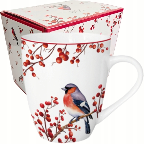 PORCELANOWY Kubek XXL 1000 ml do KAWY HERBATY na Święta - CHRISTMAS BIRDS