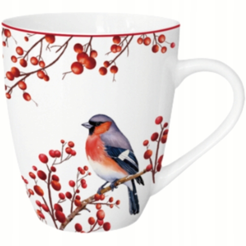 PORCELANOWY Kubek XXL 1000 ml do KAWY HERBATY na Święta - CHRISTMAS BIRDS