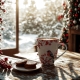 PORCELANOWY Kubek XXL 1000 ml do KAWY HERBATY na Święta - CHRISTMAS BIRDS