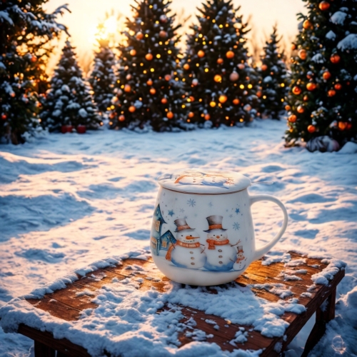 Kubek baryłka 430ml z Zaparzaczem do HERBATY ZIÓŁ na Święta SNOWMAN BAŁWAN