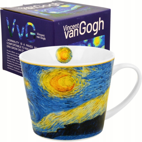 Duży PORCELANOWY Kubek XL 600 ml na KAWĘ HERBATĘ - STARRY NIGHT by Van Gogh