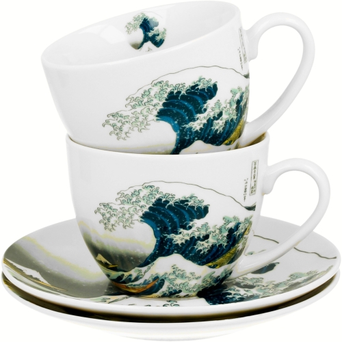 DWIE Porcelanowe Filiżanki 270 ml do KAWY HERBATY The GREAT WAVE by Hokusai