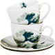 DWIE Porcelanowe Filiżanki 270 ml do KAWY HERBATY The GREAT WAVE by Hokusai