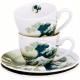 Dwie filiżanki 90 ml ze spodkami do KAWY ESPRESSO - THE GREAT WAVE Hokusai