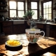 PORCELANOWY Kubek z metalowym zaparzaczem 460ml do HERBATY ZIÓŁ - na ŚWIĘTA