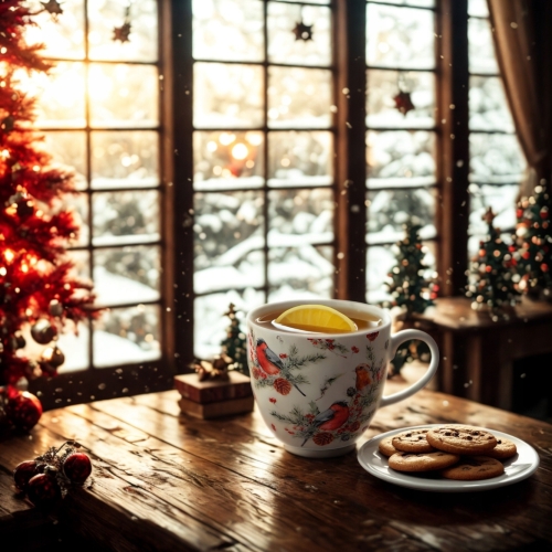PORCELANOWY Kubek z metalowym zaparzaczem 460ml do HERBATY ZIÓŁ - na ŚWIĘTA