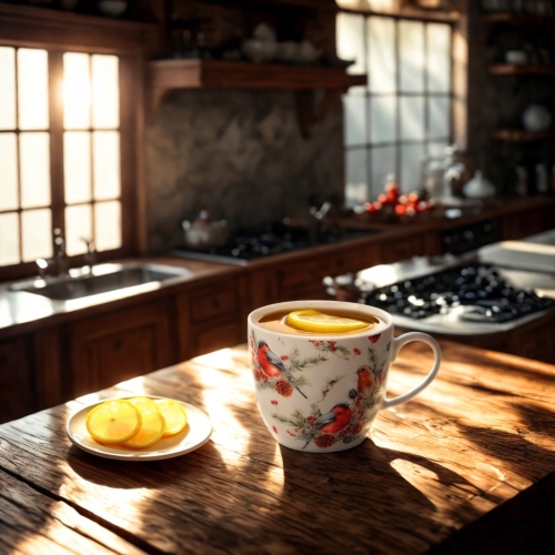 PORCELANOWY Kubek z metalowym zaparzaczem 460ml do HERBATY ZIÓŁ - na ŚWIĘTA