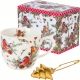 PORCELANOWY Kubek z metalowym zaparzaczem 460ml do HERBATY ZIÓŁ - na ŚWIĘTA