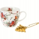 PORCELANOWY Kubek z metalowym zaparzaczem 460ml do HERBATY ZIÓŁ - na ŚWIĘTA