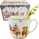 PORCELANOWY Kubek z metalowym zaparzaczem 460ml do HERBATY ZIÓŁ - na ŚWIĘTA