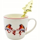 PORCELANOWY Kubek z metalowym zaparzaczem 460ml do HERBATY ZIÓŁ - na ŚWIĘTA