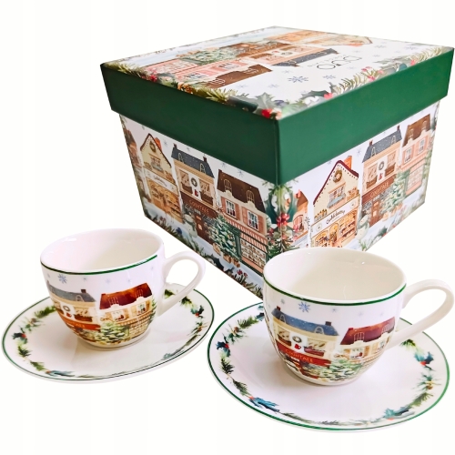 Na ŚWIĘTA Dwie PORCELANOWE filiżanki 90 ml do ESPRESSO - CHRISTMAS CITY