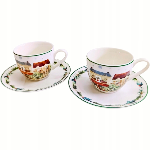 Na ŚWIĘTA Dwie PORCELANOWE filiżanki 90 ml do ESPRESSO - CHRISTMAS CITY