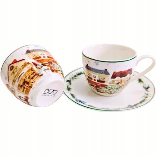 Na ŚWIĘTA Dwie PORCELANOWE filiżanki 90 ml do ESPRESSO - CHRISTMAS CITY