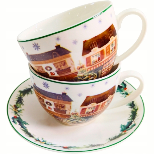 Na ŚWIĘTA Dwie PORCELANOWE filiżanki 90 ml do ESPRESSO - CHRISTMAS CITY