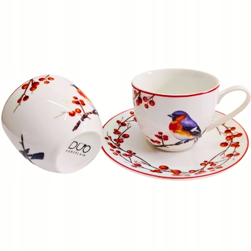 Na ŚWIĘTA Dwie PORCELANOWE filiżanki 90 ml do ESPRESSO - CHRISTMAS BIRDS