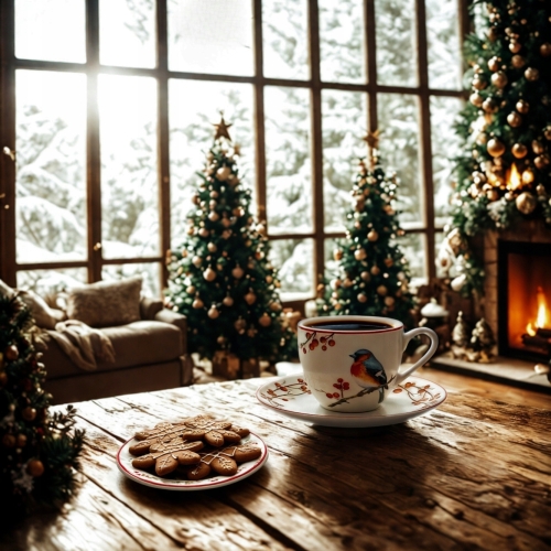 Na ŚWIĘTA Dwie PORCELANOWE filiżanki 90 ml do ESPRESSO - CHRISTMAS BIRDS