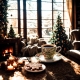 Na ŚWIĘTA Dwie PORCELANOWE filiżanki 90 ml do ESPRESSO - CHRISTMAS LEAVES