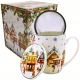 Porcelanowy Kubek 360 ml z Zaparzaczem do HERBATY ZIÓŁ - CHRISTMAS VILLAGE