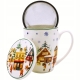Porcelanowy Kubek 360 ml z Zaparzaczem do HERBATY ZIÓŁ - CHRISTMAS VILLAGE
