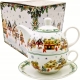 Na Święta TEA FOR ONE Dzbanek 350 ml z filiżanką - CHRISTMAS VILLAGE WIOSKA