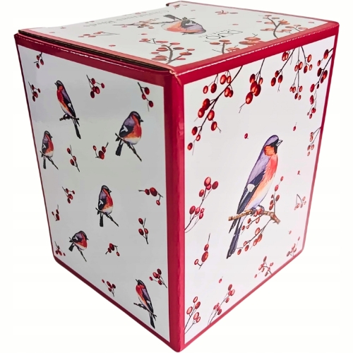 Porcelanowy Kubek 360 ml z Zaparzaczem do HERBATY ZIÓŁ - CHRISTMAS BIRDS