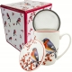 Porcelanowy Kubek 360 ml z Zaparzaczem do HERBATY ZIÓŁ - CHRISTMAS BIRDS