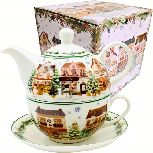 PREZENT Na Święta TEA FOR ONE Dzbanek 350 ml z filiżanką - CHRISTMAS CITY